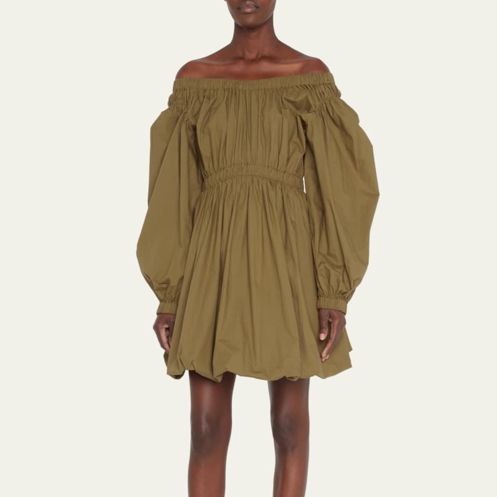 NWT - ULLA JOHNSON Martine Willow Puff-Sleeve Mini Cotton Dress (4)